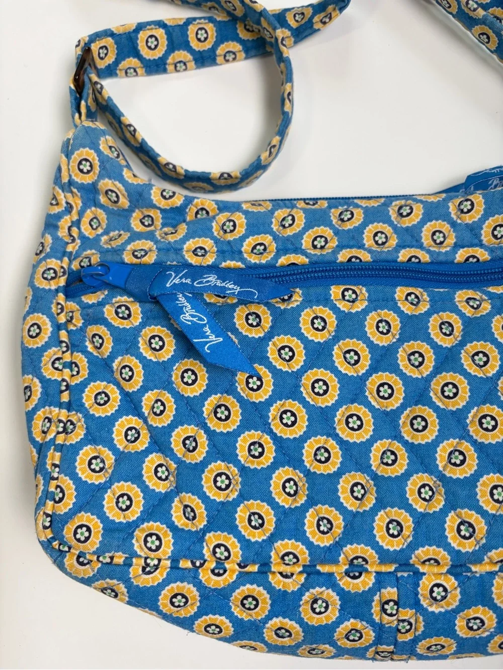 VERA BRADLEY Riviera 2008 Libby Crossbody Purse Shoulder Bag Blue Yellow Y2K